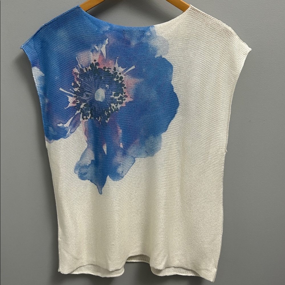 Bianco & Blu Italy White Floral Short Sleeve Knit Top - Picture 4 of 7